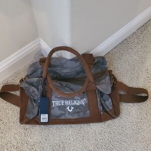 True Religion Camouflage and Brown Duffel Bag